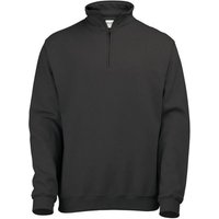 AWDis Men's Sophomore Zip Neck Sweatshirt in Black | Size: Medium