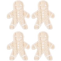 Something Different Gingerbread Man Christmas Coaster Set (Pack of 4) in Medium Beige