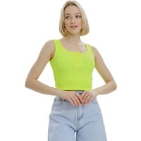 Lookus Women's Mercan Button Crop Top in Yellow | Size: Medium