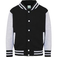 AWDis Varsity Jacket in True Black | Size: 3-4 Years