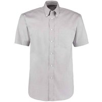 Kustom Kit Men's Oxford Short-Sleeved Formal Shirt in Silver | Size: 15 inches