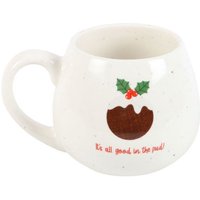 Something Different All Good In The Pud Rounded Christmas Mug in White