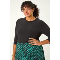 Curve Contrast Skirt Stretch Dress