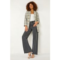 Roman Women's Longline Checkered Boucle Jacket in Black | Size: 14