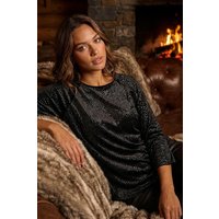 Foil Spot Print Velvet Top