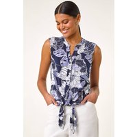 Roman Women's Textured Floral Tie Blouse in Lilac | Size: 20