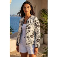 Roman Women's Floral Print Cotton Jacket in Black | Size: 12