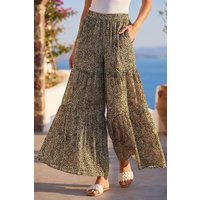 Animal Print Tiered Palazzo Trouser