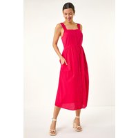 Roman Women's Seersucker Button Midi Sundress in Pink | Size: 20