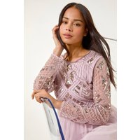 Petite Embellished Mesh Dress