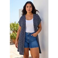 Roman Women's Curve Mono Print Stretch Cardigan in Navy | Size: 20