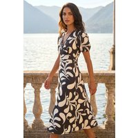 Swirl Print Puff Sleeve Dress