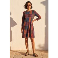 Patchwork Button Swing Dress