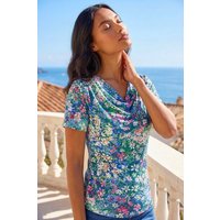 Roman Women's Floral Cowl Neck Stretch Top