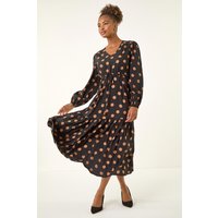 Polka Dot Stretch Midi Dress