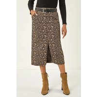 Animal Print Stretch Midi Skirt