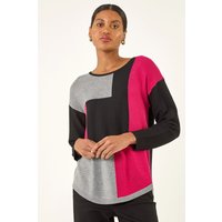 Roman Women's Colour Block Ribbed Jumper in Black | Size: 12