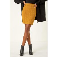 Roman Women's Cable Knit Elastic Waist Midi Skirt in Amber