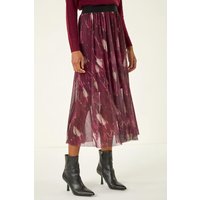 Abstract Print Mesh Overlay Skirt Dark