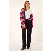 Roman Women's Fluffy Stripe Knit Cardigan