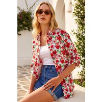Floral Collared Tab Sleeve Shirt