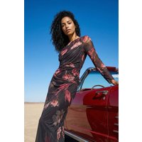 Floral Mesh Stretch Maxi Dress