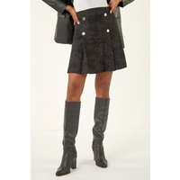 Pleated Box Button Skirt