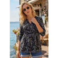 Abstract Print Pintuck Stretch Top