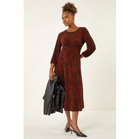 Speckled Line Stretch Midi Dress