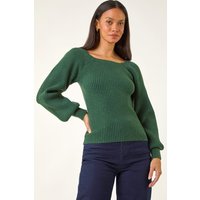 Ribbed Blouson Knit Jumper