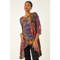 Textured Print Hanky Hem Top