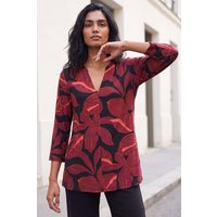 Roman Women's Floral V-Neck 3/4 Sleeve Top