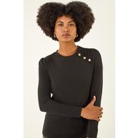 Ruched Button Stretch Top