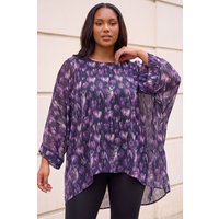 Roman Women's Curve Swirl Print Metallic Top