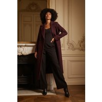 Roman Women's Textured Buttoned Boucle Coat in Burgundy | Size: 12