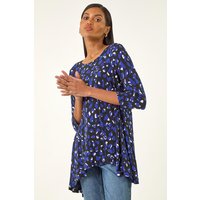 Speckled Print Stretch Tunic Top