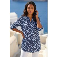 Abstract Spot Print Stretch Shirt