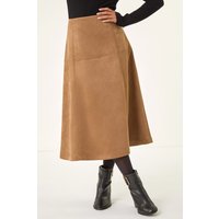 Roman Petite Suede A-Line Skirt in Tan