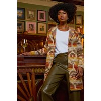 Roman Women's Jacquard Knit Cardigan in Beige | Size: 16