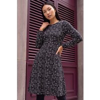 Floral Print Frill Stretch Dress