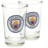Manchester City FC Wordmark Shot Glass Pack of 2 in Clear