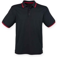 Henbury Men's CoolPlus Tipped Polo Shirt in True Black | Size: 3XL