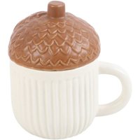 Something Different Autumn Acorn Mug With Lid in Off-White