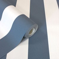 Fine Décor Juliette Stripe Vinyl Textured Wallpaper in Blue