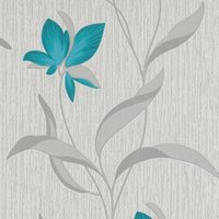 Erismann Fleur Vinyl Textured Wallpaper in Teal