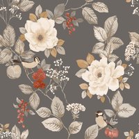 Belgravia Bramble Floral Wallpaper in Charcoal