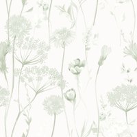 Muriva Catherine Lansfield Meadowsweet Floral Wallpaper in Light Green