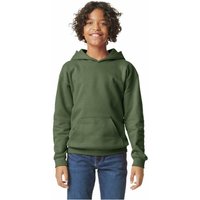 Gildan Softstyle Plain Midweight Hoodie in Green | Size: 7-8 Years