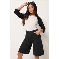 PixieGirl Women's Petite Denim Jorts in Black | Size: 10