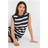 Long Tall Sally Women's Tall Knitted Striped Sleeveless Jumper in Dark Navy | Size: 22-24